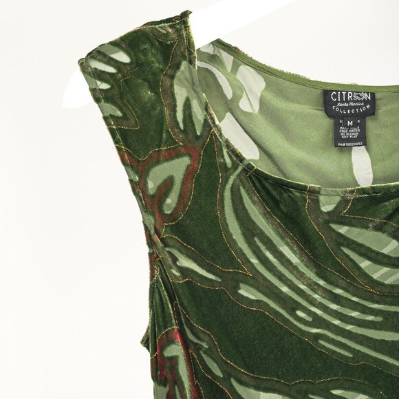 Citron Santa Monica Green Floral-Burnout Velvet Maxi Dress - Picture 4 of 9